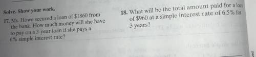 I need help with both 17 and 18! WILL MARK AS BRANLIEST, PLEASE HELP ASAP!!