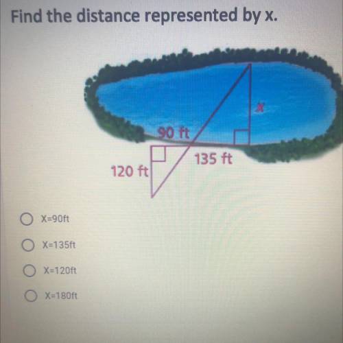 Find the distance represented by x