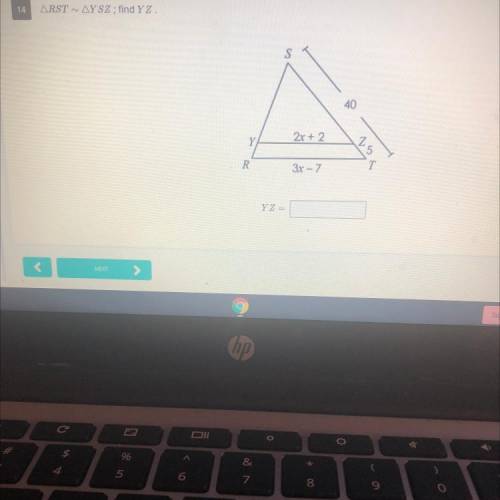 Please help ! 
triange RST~Triangle YSZ; find YZ