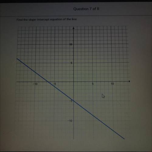 Question 7 of 8

 Find the slope-intercept equation of the line.
Plz help I can’t go past question