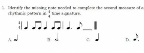 identify the missing note needed to complete the second measure of a rhythmic pattern in 4/4 time s