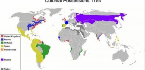 PLEASE HELP

Based on this map, which of the following statements about colonization during the 18