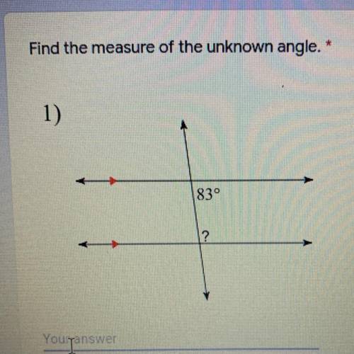 Find the measure of the unknown angle