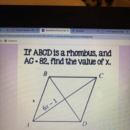 Find the value of x if ac is 82