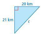 Find the missing length of the triangle.
C=_Km