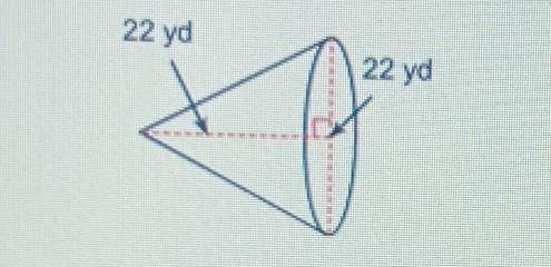 What is the volume of the cone?

A 4,625.36 yd B. 2,876.7 ydC. 4,258.44 yd D. 2,787.64 yd