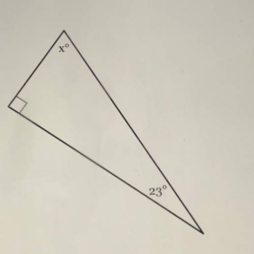 The measures of the angles of a triangle are shown in the figure below.
Solve for x.
