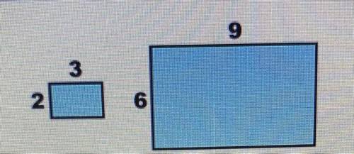 The two figures are similar rectangles. Find the scale factor for the large rectangle to the small