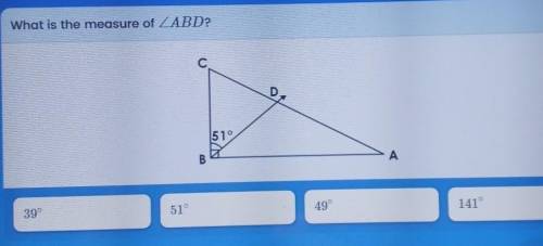 NEED HELP ASAP**easy**What is the measure of angle ABD?