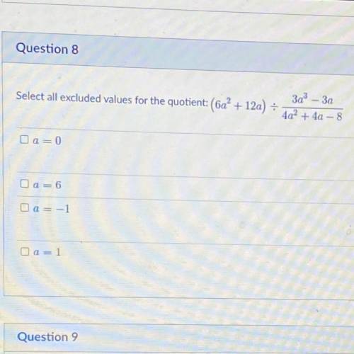 Select all excluded values for the quotient:
Please help me solve this !
