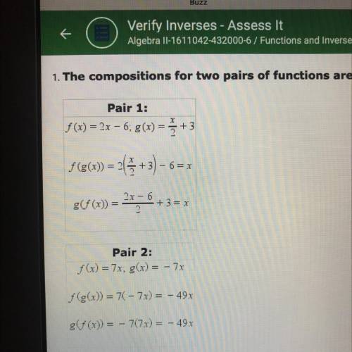￼which functions are inverse of each other? Both? Pair 1 only? Pair 2 only? Or neither?