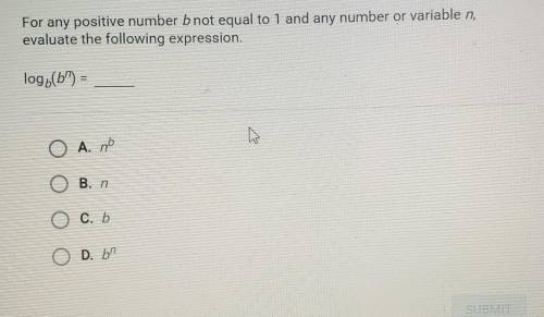 For any positive number b not equal to 1 and any number or variable n, evaluate the following expre