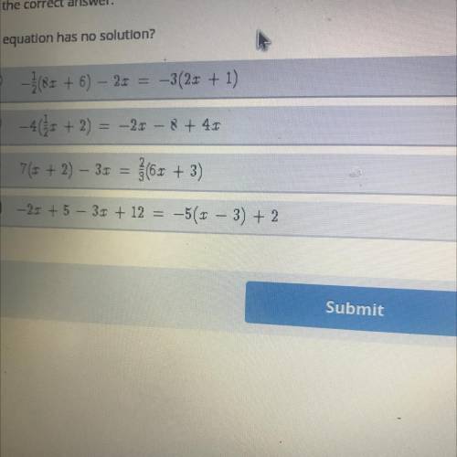 Which equation has no solution ( help please )