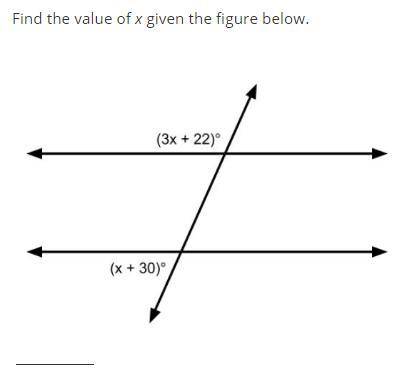 Find the value of x given the figure bellow