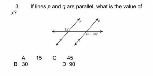If lines p and q are parallel, what is the value of x?