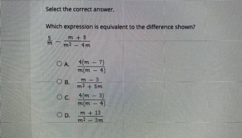 Which expression is equivalent to the difference shown?