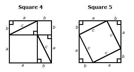 Write an expression for the area of square 5 by combining the areas of the four triangles and the o