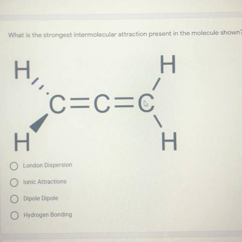 What is the strongest intermolecular attraction in the molecule shown?