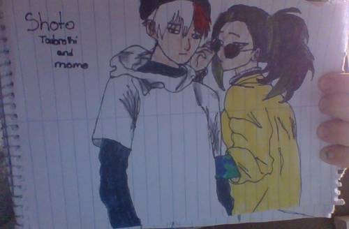 Here is a drawing of momo and shoto todoroki. It's not that good but hope ya'll like it. Rate it ou
