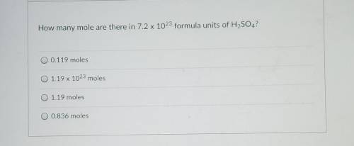 How many mole are there in 7.2 x 1023 formula units of H2S04?