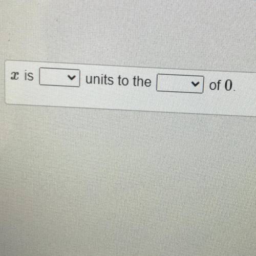 -2 is 5 units to the right of 0.
Use the drop-down menus to complete the statement about .