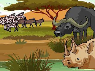 WHICH choice refers to a single population in this image?

A The zebras B The plants C The animals