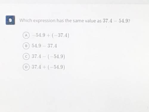Which expression has the same value as 37.4 - 54.9?