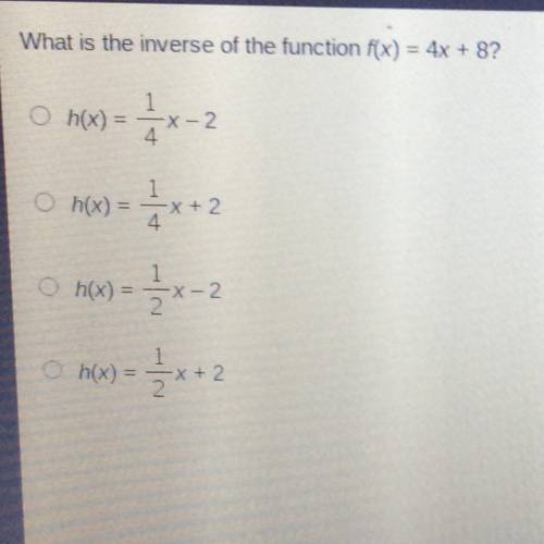 What is the inverse of the function f(x) = 4x + 8?