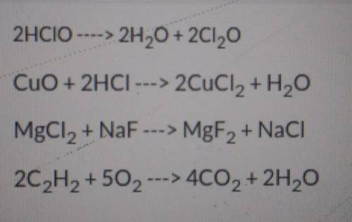 Which of the following chemical equations is following the Law of Conservation? A, B, C, D and why