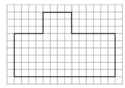 The figure shows a scale drawing of a room, and each square stands for 1 square foot. What is the a