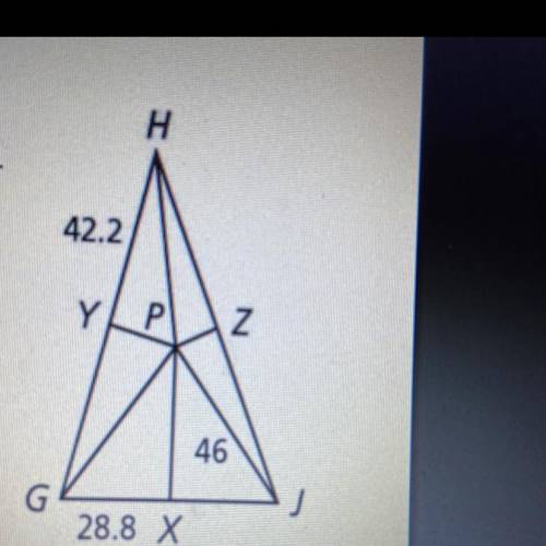 PX,PY, and PZ are the perpendicular bisectors of AGHJ. Find each length.

18. GY
19. GP
20. GJ
21.
