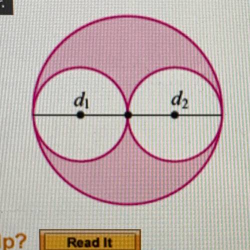 Find the area of the shaded region, when d1 = 12 ft and d2 = 12 ft. Round to the nearest tenths