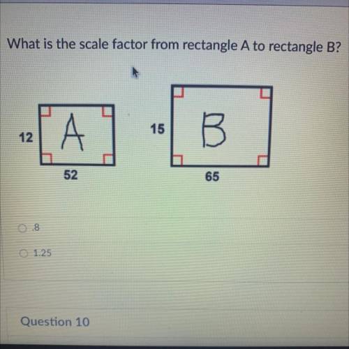 What is the scale factor from rectangle A to rectangle B
