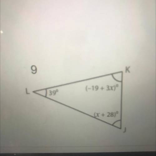 Find the value of x, then find each missing angle.