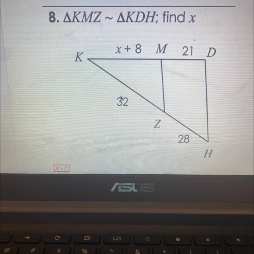 Solve of x
KMZ ~ KDH; find x