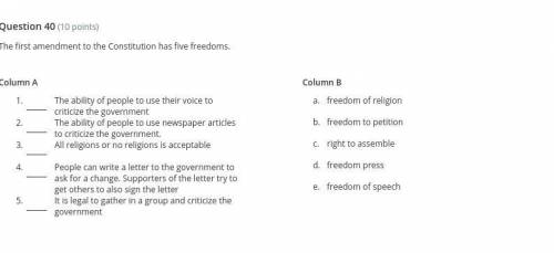 The first amendment to the Constitution has five freedoms.