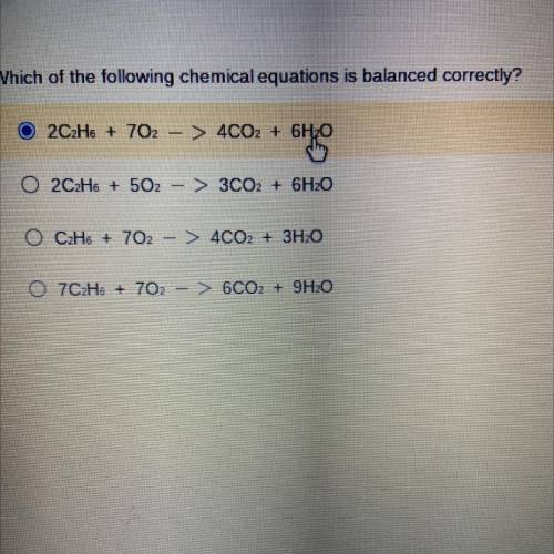 Which of the following chemical equations is balanced correctly?

Idk if that’s the right answer t