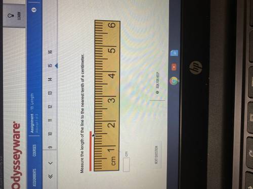 Measure the length of the line to the nearest tenth of a centimeter
