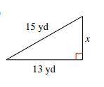 Use the Pythagorean Theorem to solve for x.
a.4.7
b.7.5
c.8,1
d.19.8