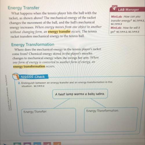Please help .I can’t understand what energy transfer and energy transformation is here