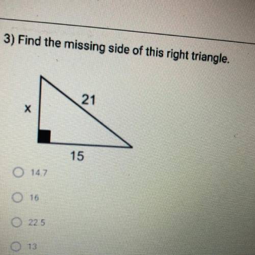 Find the missing side of this right triangle