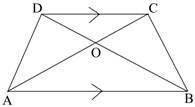 The figure below shows a trapezoid, ABCD, having side AB parallel to side DC. The diagonals AC and