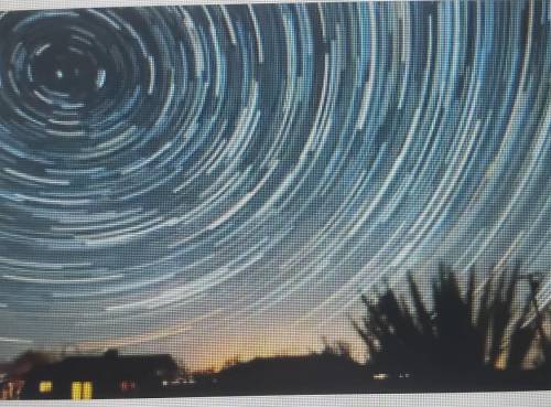 The pattern shown in the photo is the result of a time-lapsr video of a clear night sky

Which mos