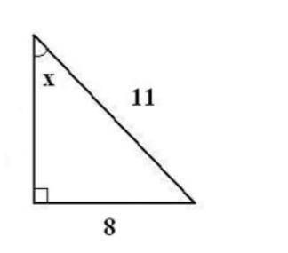3) Solve for angle x. Round to the nearest whole number. Write answer in format x = ____ degrees