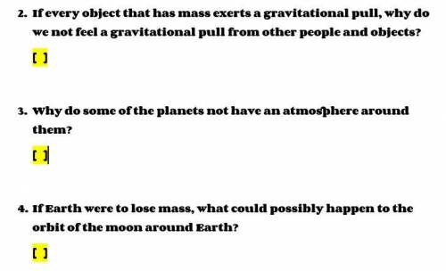 The questions are in the pic, they are about gravity :)