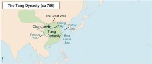 This map shows the territory of the Tang Dynasty.

eastern China.
western China.
southern China.
n
