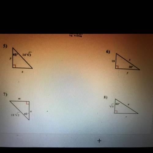 Use 45-45-90 & 30-60-90 Special Right Triangles to Solve. find the missing sir length. Leave yo