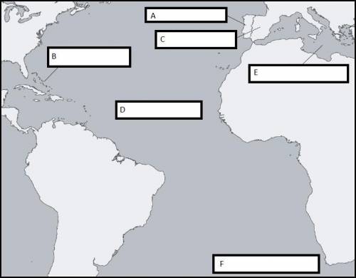 1. Label the following on the map in the boxes provided, or write each name next to a letter in the