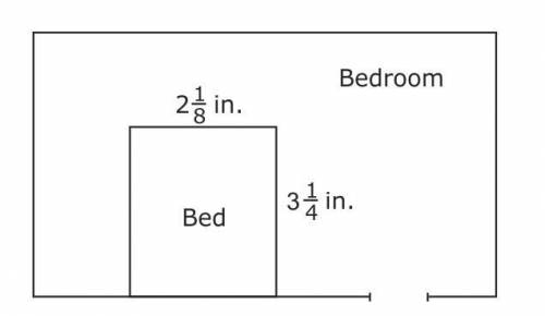 Elaine drew the model below her room and bed. The scale of the model is 1 in. = 2 ft.

What is the