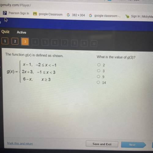 What is the value of g(3)?